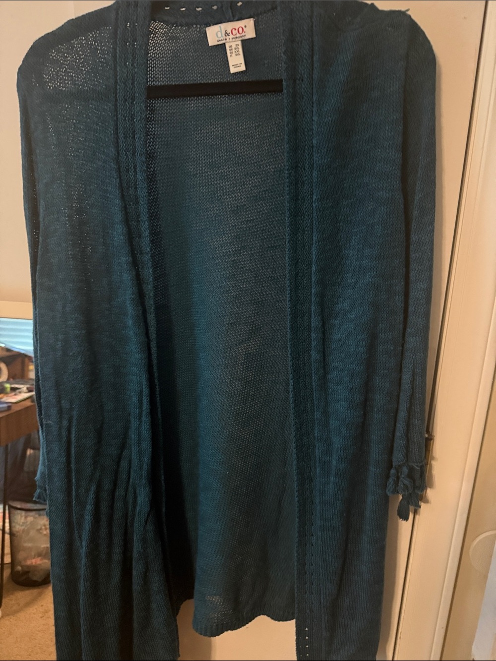 Denim&Co Teal Open-Front Lightweight Cardigan